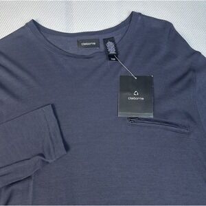 NEW Claiborne Mens‎ Long Sleeve Sweater Pullover Size Large Ribbed Shirt FLAW